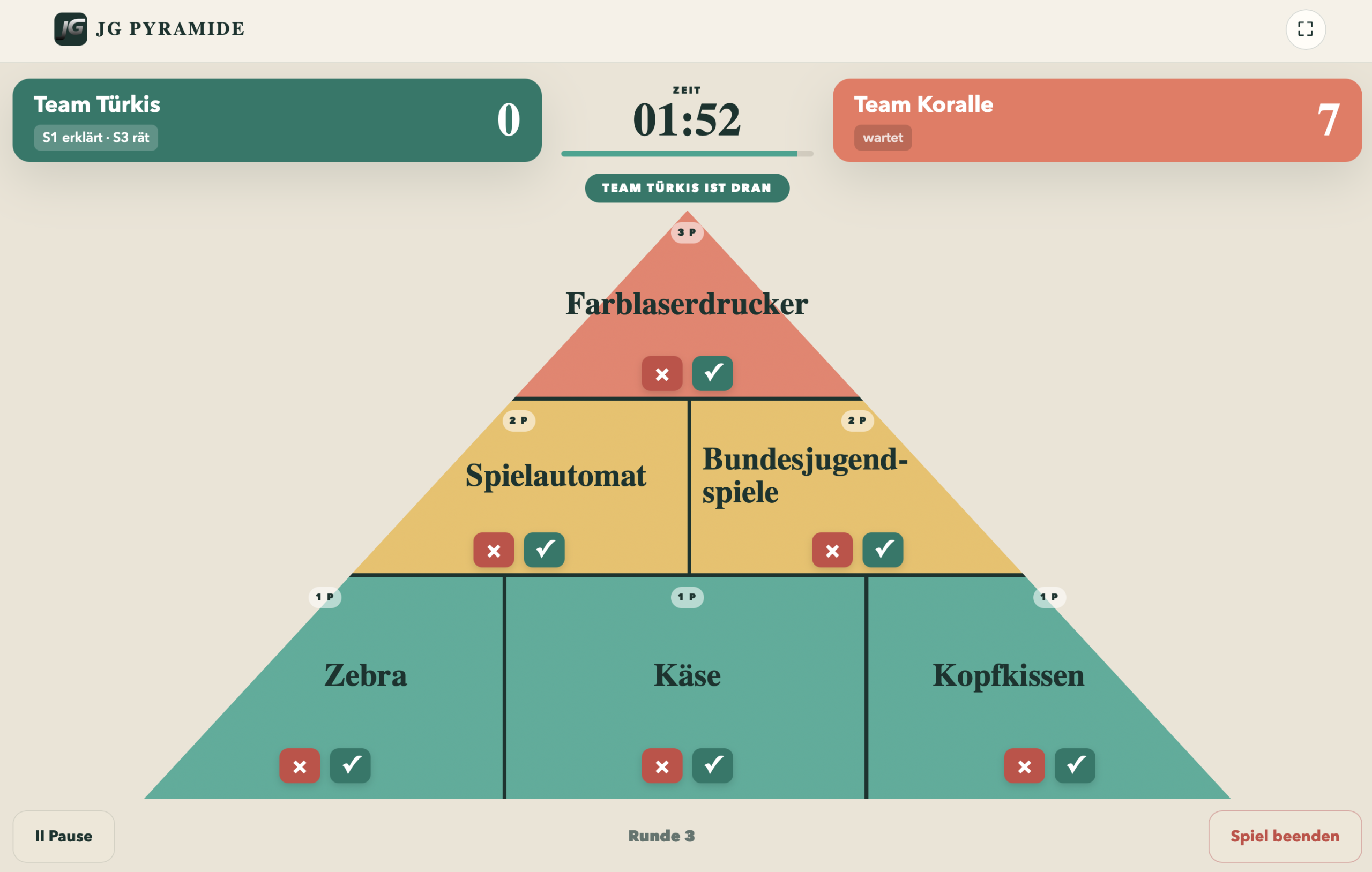 JG Pyramide – Spielansicht