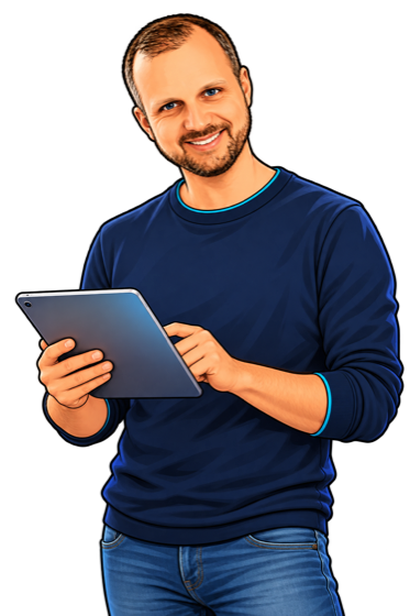 Illustration von Jan Gülker mit einem Tablet